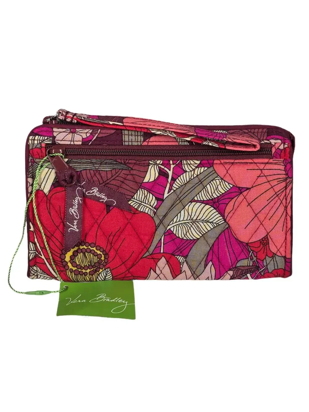 VERA BRADLEY FRONT ZIP WRISTLET – BOHEMIAN BLOOMS – 7.5" × 4.5" × 1" - Picture 1 of 9
